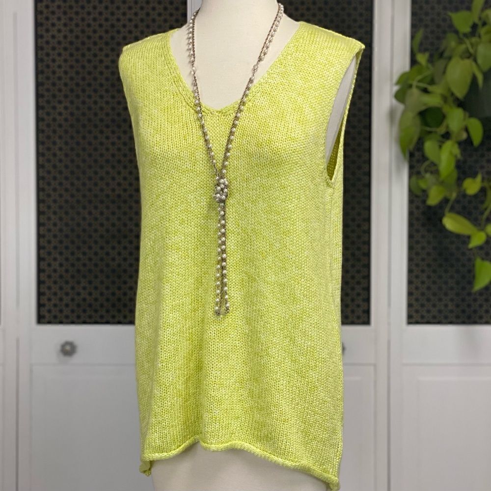 Jones New York V Neck Knit Sleeveless Sweater Top Size Large